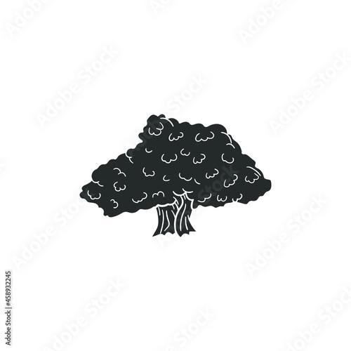 Olive Tree Icon Silhouette Illustration. Old Flora Vector Graphic Pictogram Symbol Clip Art. Doodle Sketch Black Sign.