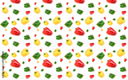 seamless pattern on white background bell pepper of different colors