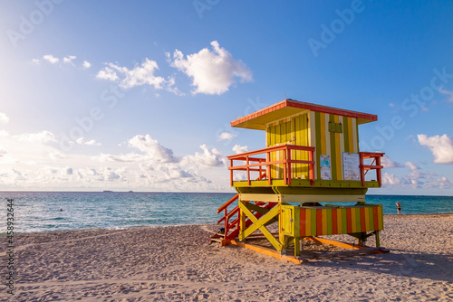 Colorful Lifeguard Tower in South Beach, Miami  Florida