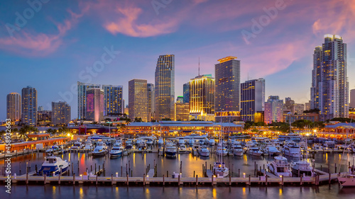 Miami city skyline cityscape of Florida