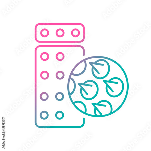 Acupressure massage mat and pillow gradient linear vector icon. Needle stimulation pad. Health and body care. Thin line color symbol. Modern style pictogram. Vector isolated outline drawing