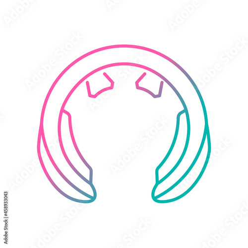 Neck massage tool gradient linear vector icon. Device for stimulating neck and shoulders. Relieve sore and pain. Thin line color symbol. Modern style pictogram. Vector isolated outline drawing