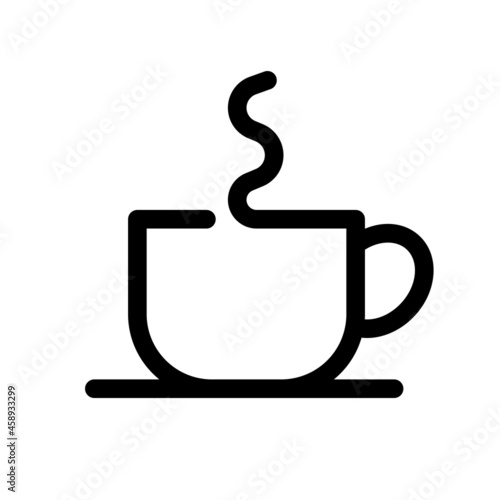 Hot coffee cup icon, isolated on white background, Linear design, Vector illustration
