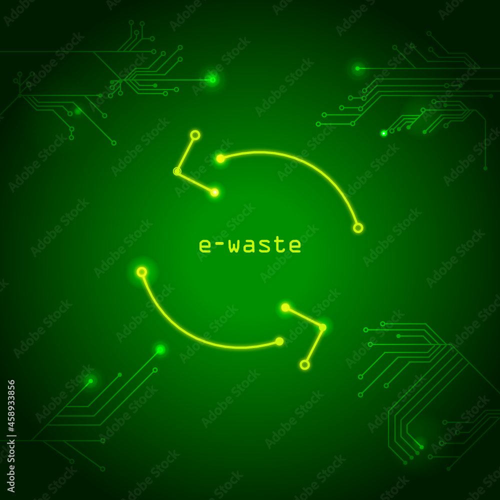 recycling icon made from a circuit board illustration