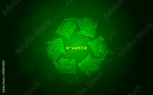 e-waste, recycling icon made from a circuit board illustration