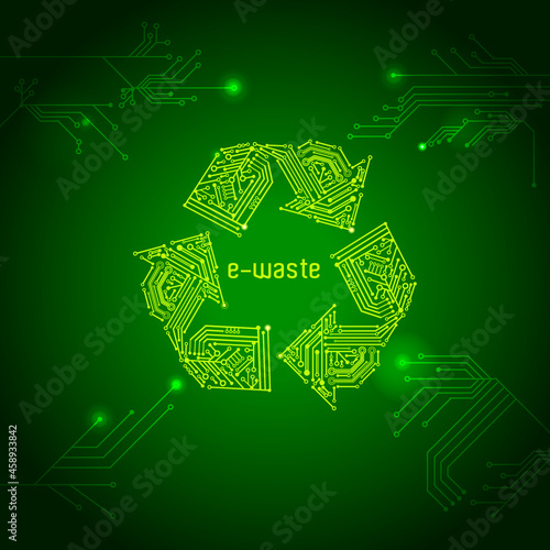recycling icon made from a circuit board illustration