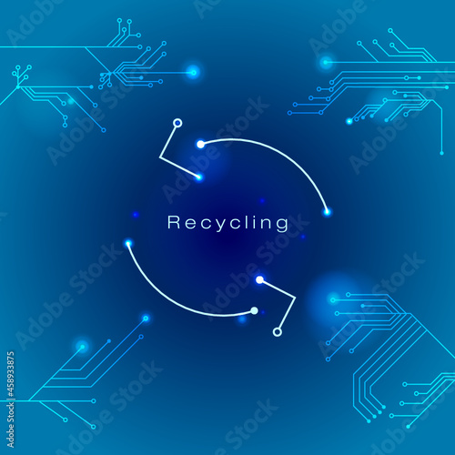 recycling icon made from a circuit board illustration