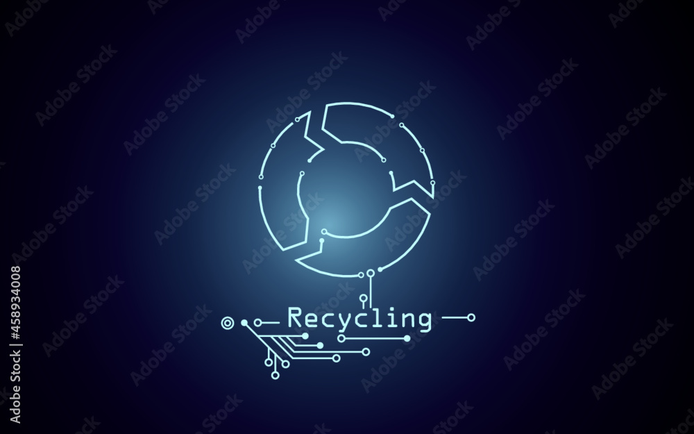 e-waste, recycling icon made from a circuit board illustration e-waste, recycling icon made from a circuit board illustration