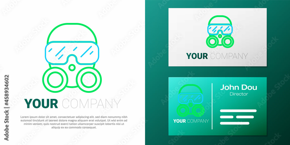 Line Gas mask icon isolated on white background. Respirator sign. Colorful outline concept. Vector Line Gas mask icon isolated on white background. Respirator sign. Colorful outline concept. Vector