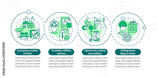Urban solutions vector infographic template. Refilling options presentation outline design elements. Data visualization with 4 steps. Process timeline info chart. Workflow layout with line icons