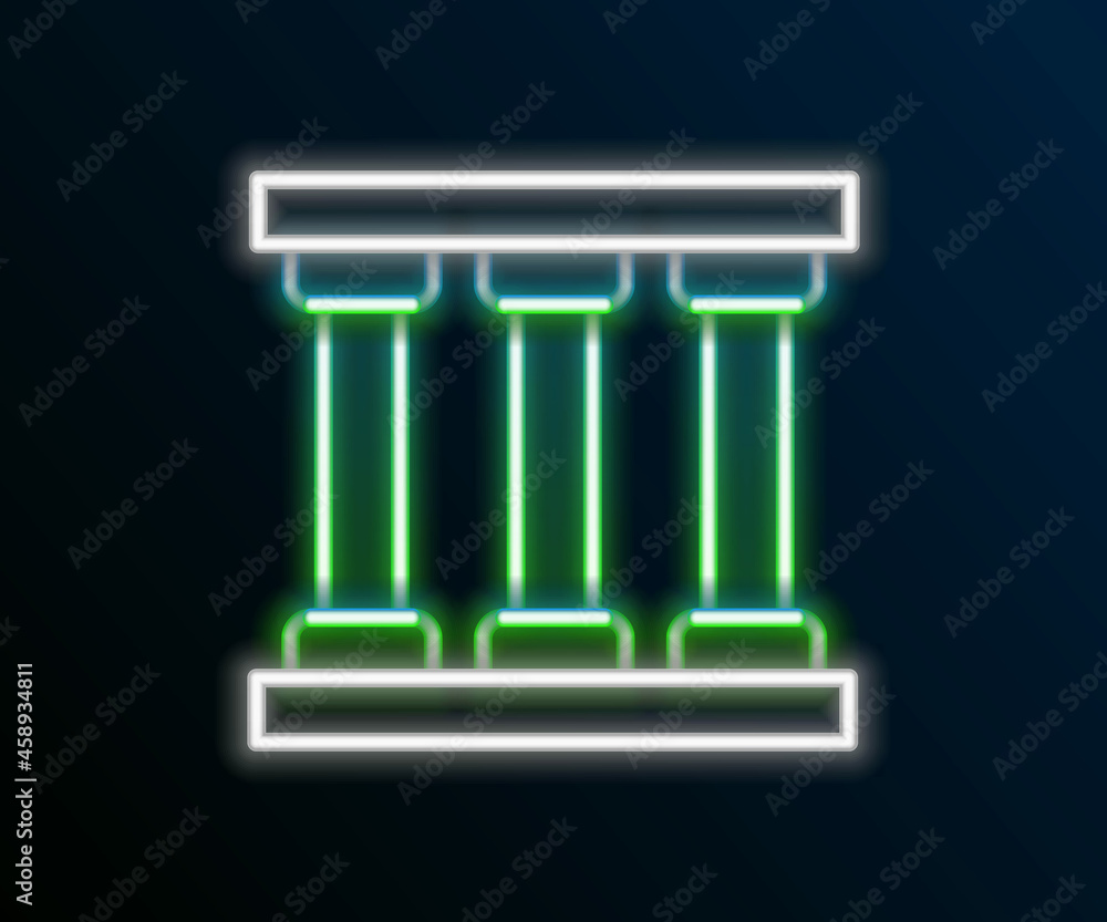 Glowing neon line Prison window icon isolated on black background. Colorful outline concept. Vector Glowing neon line Prison window icon isolated on black background. Colorful outline concept. Vector