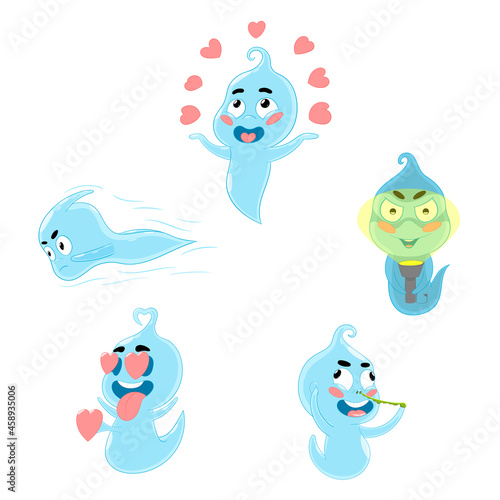A set of illustrations with a spirit. They can be used as stickers in stories and messages on social networks, in creative and business projects.