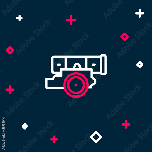 Line Cannon icon isolated on blue background. Colorful outline concept. Vector