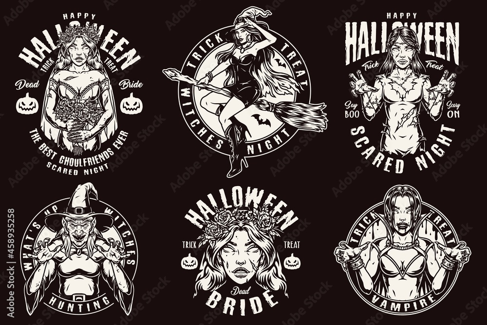 Fototapeta premium Halloween night vintage prints