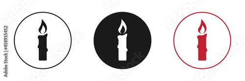 Burning candle on a white background. Set of icons. Illustration.