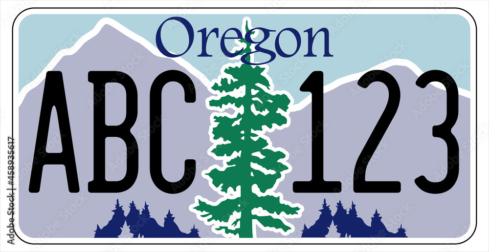 vehicle licence plates marking in Oregon in United States of America