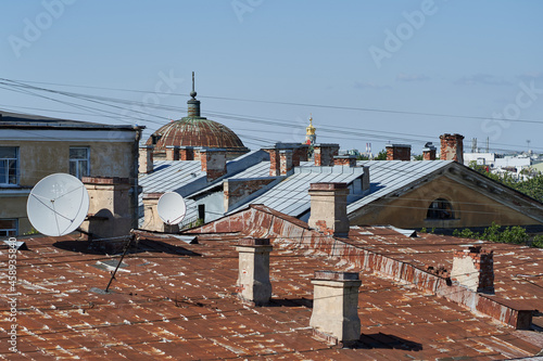 iron rusty roofs of a european city