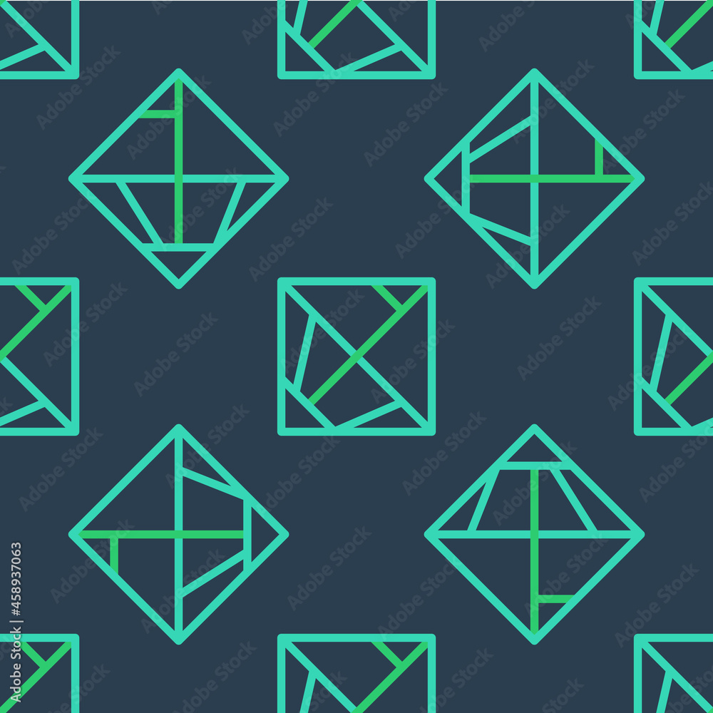 Line Rubik cube icon isolated seamless pattern on blue background. Mechanical puzzle toy. Rubik's cube 3d combination puzzle. Vector Line Rubik cube icon isolated seamless pattern on blue background. Mechanical puzzle toy. Rubik's cube 3d combination puzzle. Vector