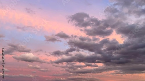 Afternoon clouds in sunset time, time-lapse photo