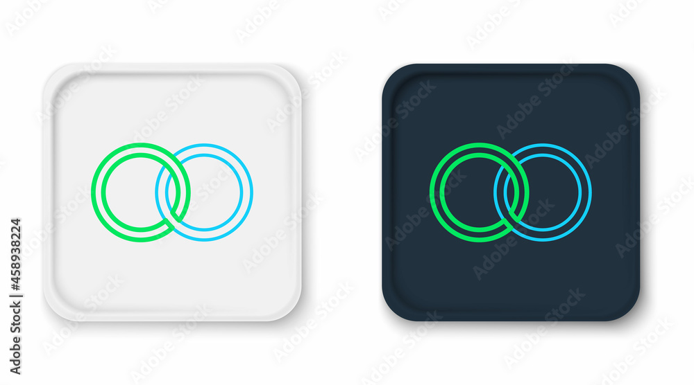 Line Wedding rings icon isolated on white background. Bride and groom jewelry sign. Marriage symbol. Diamond ring. Colorful outline concept. Vector Line Wedding rings icon isolated on white background. Bride and groom jewelry sign. Marriage symbol. Diamond ring. Colorful outline concept. Vector