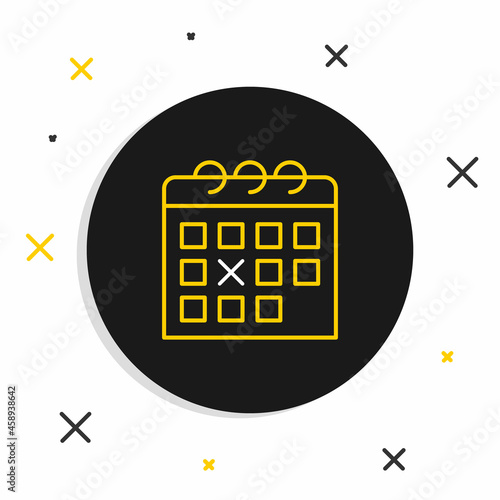 Line Calendar fitness icon isolated on white background. Training schedule. Colorful outline concept. Vector
