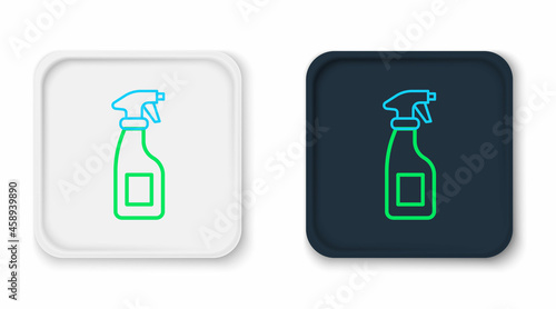 Line Cleaning spray bottle with detergent liquid icon isolated on white background. Colorful outline concept. Vector