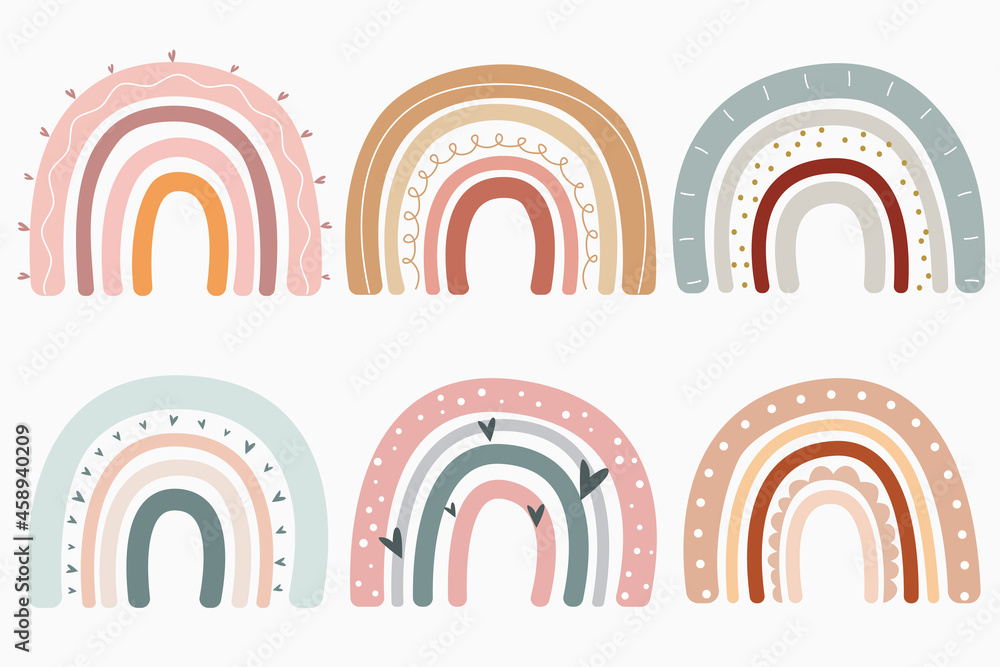 Cute Pastel Color Rainbows Set Cute Pastel Color Rainbows Set
