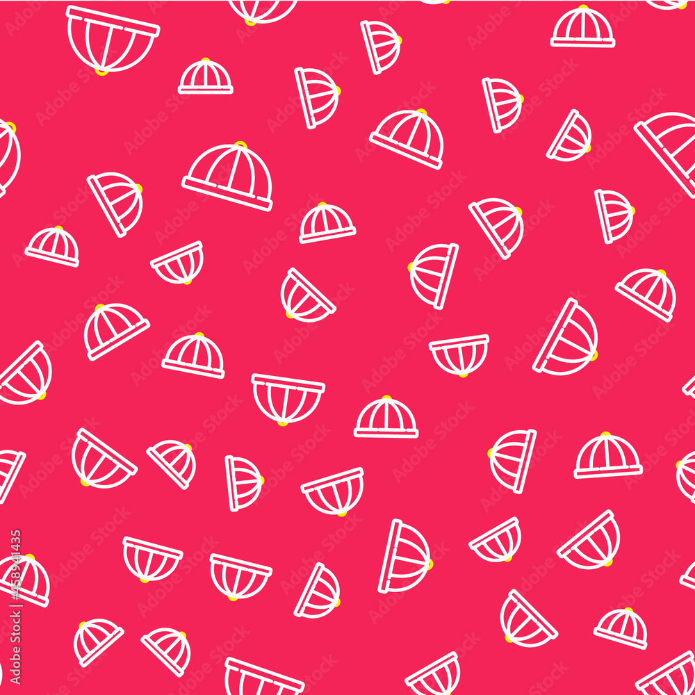 Line Baby hat icon isolated seamless pattern on red background. Vector Line Baby hat icon isolated seamless pattern on red background. Vector