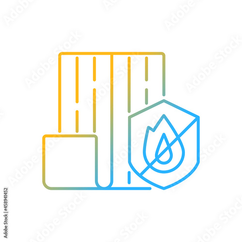 Resistance to fire gradient linear vector icon. Choosing fireproof construction materials. Fire-resistant house. Thin line color symbol. Modern style pictogram. Vector isolated outline drawing