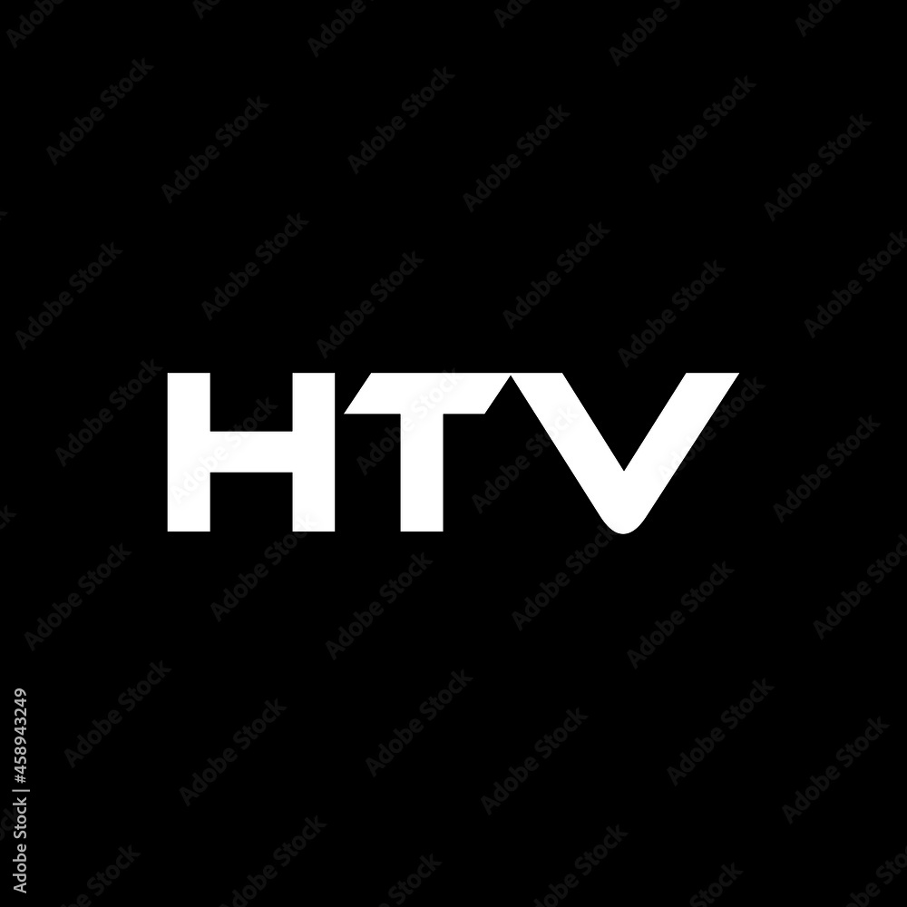 HTV letter logo design with black background in illustrator, vector
