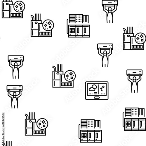 Conditioning System Electronics Vector Seamless Pattern Thin Line Illustration