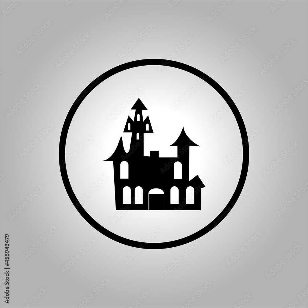castle icon or logo. The main symbol of the Happy Halloween holiday. castle for your design for the holiday Halloween. Vector illustration.