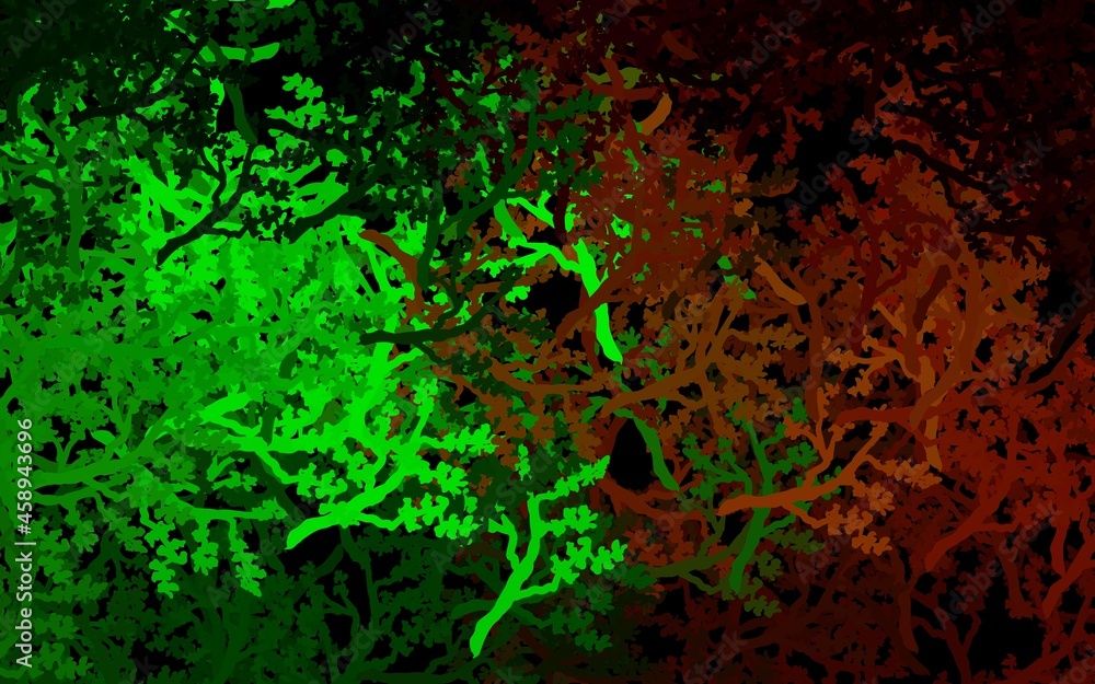 Fototapeta premium Dark Green, Red vector abstract pattern with trees, branches.