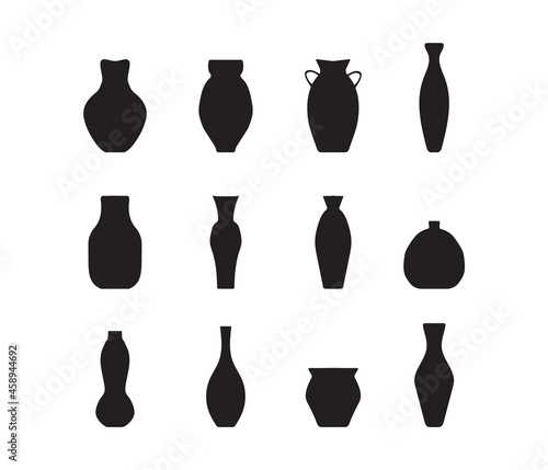 Set of vases. Hand Drawn boho greek vases. Ancient pottery for museum. Vector illustration  