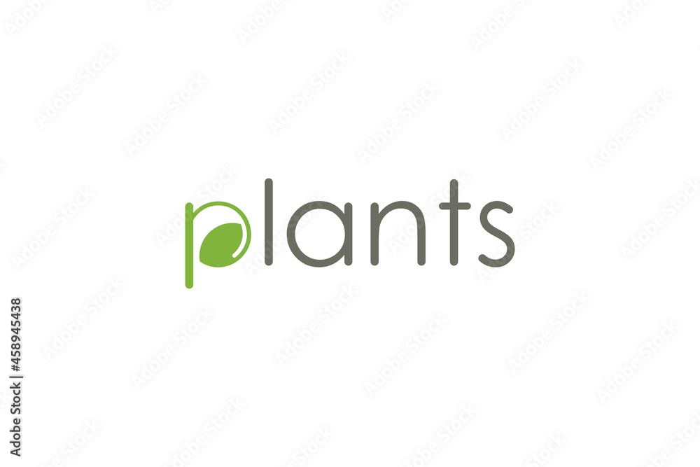 Plants Logo Concept. Initial Letter P with Green Leaf Combination. Flat Vector Logo Design Template Element for Nature and Organic Logos.