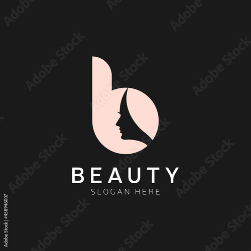 B Letter Luxury Beauty Face Logo Design Vector