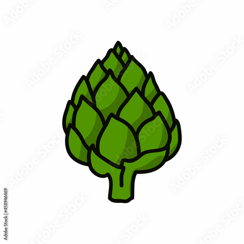 artichoke doodle icon, vector color line illustration