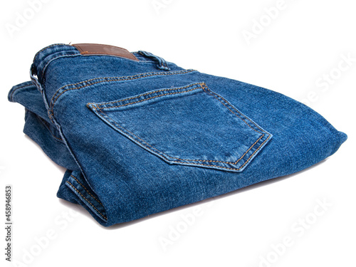 Denim jeans cotton blue pocket isolated on the white background