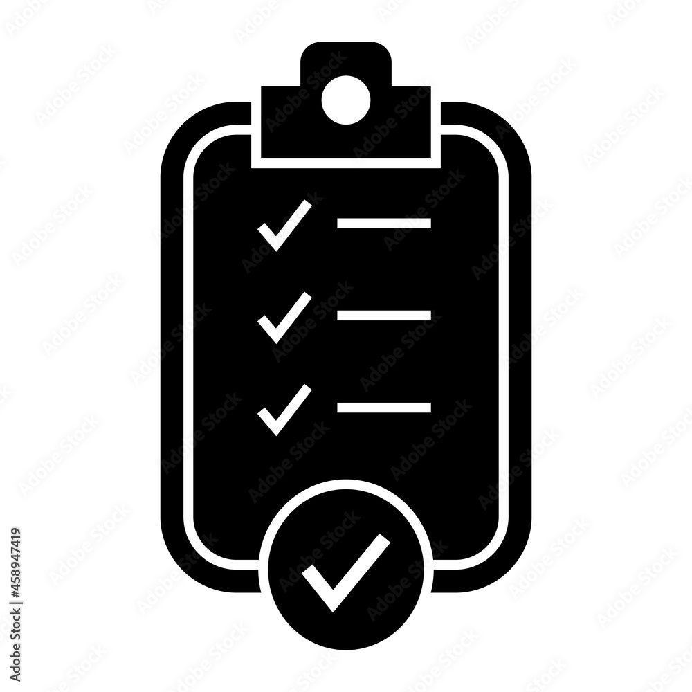 Vector Clipboard Check Glyph Icon Design Vector Clipboard Check Glyph Icon Design