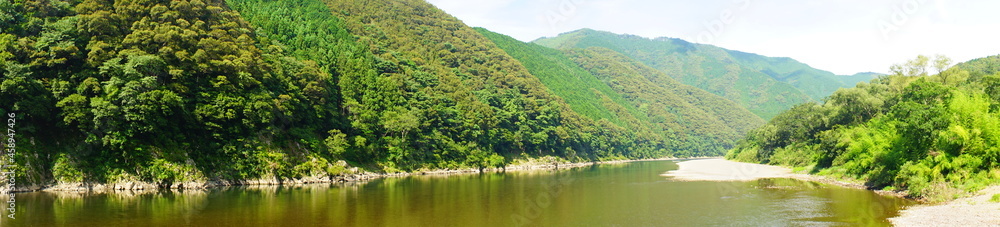 Shimanto River Valley in Kochi, Shikoku, Japan, Panoramic view - 日本 四国 高知 四万十川 パノラマ	