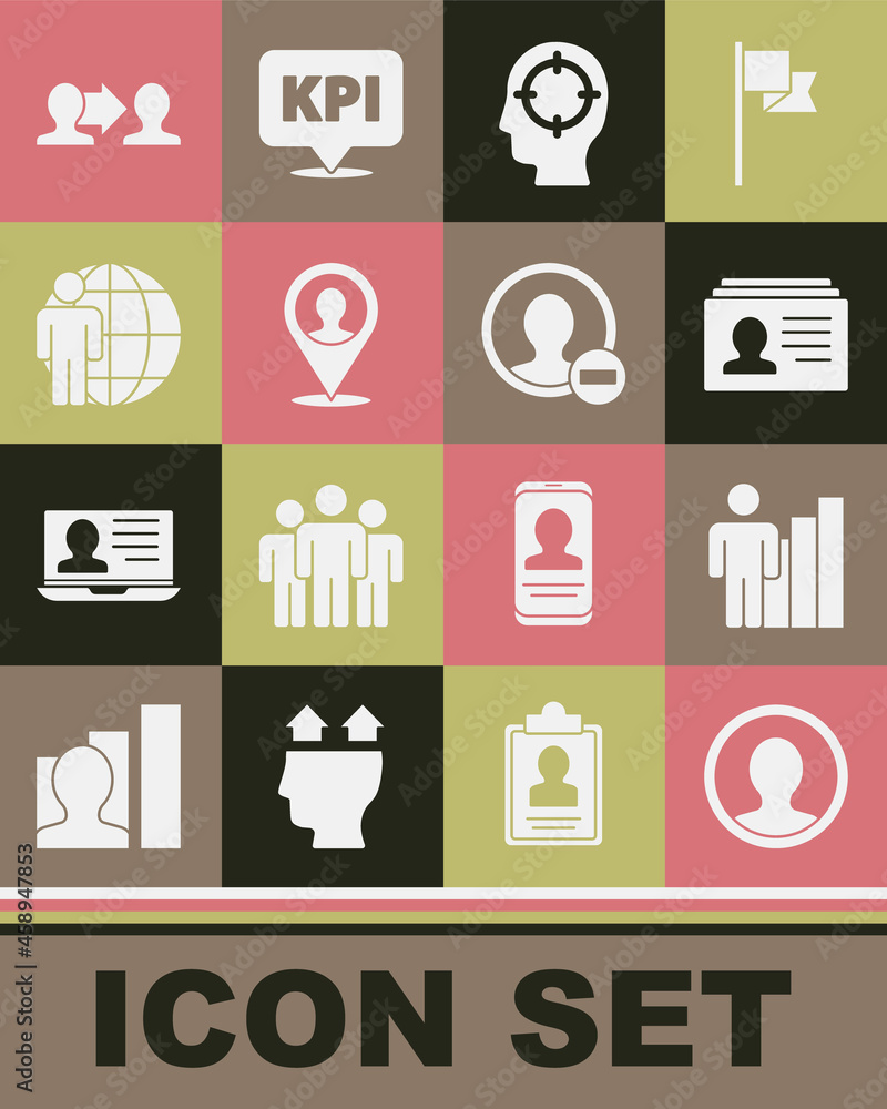 Set Create account screen, Productive human, Resume, Head hunting, Location with person, Project team base and icon. Vector Set Create account screen, Productive human, Resume, Head hunting, Location with person, Project team base and icon. Vector