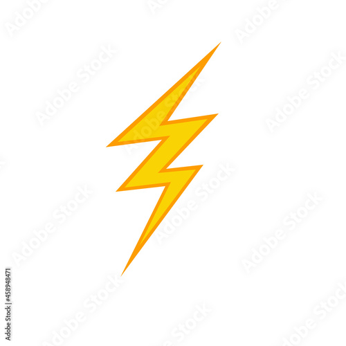 Lightning flash, flat icon. Isolated on white background vector illustration.