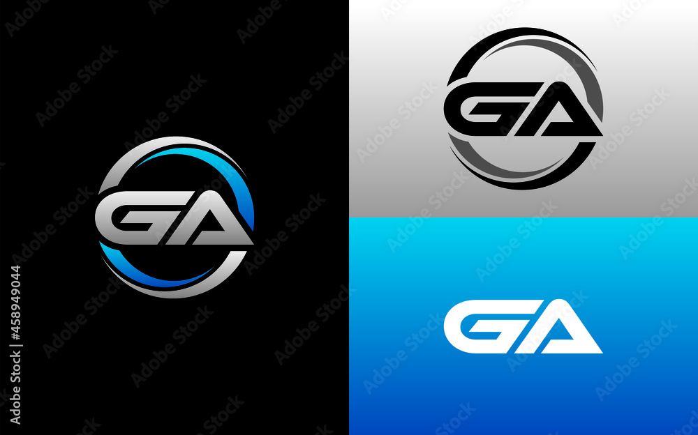 GA Letter Initial Logo Design Template Vector Illustration - obrazy, fototapety, plakaty 