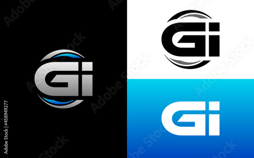 GI Letter Initial Logo Design Template Vector Illustration photo