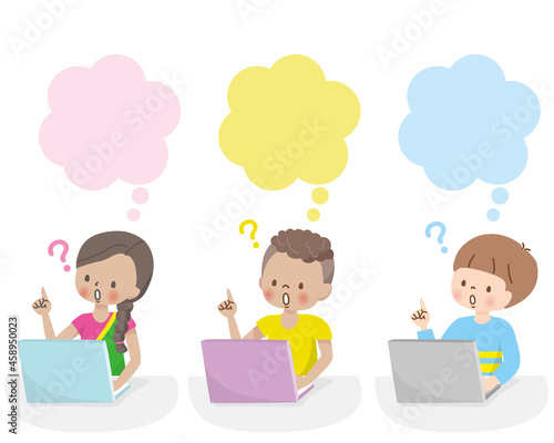 疑問を持つ世界の子供達のイラスト