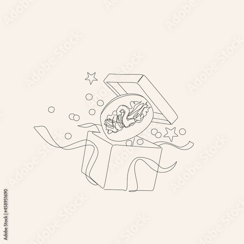 Bao - steamed pie with meat filling and fresh vegetables holiday Line art Bao steamed pie