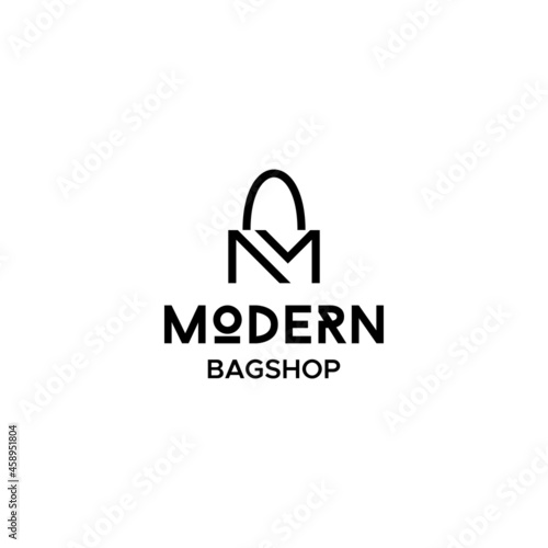 Modern and clean logo about bagshop and letter m, ecommerce.
EPS 10, Vector.
