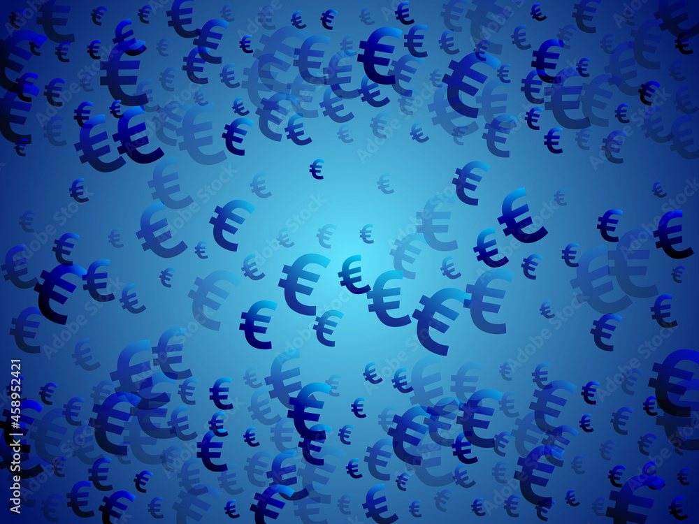 Euro blue icons scatter currency vector Euro blue icons scatter currency vector