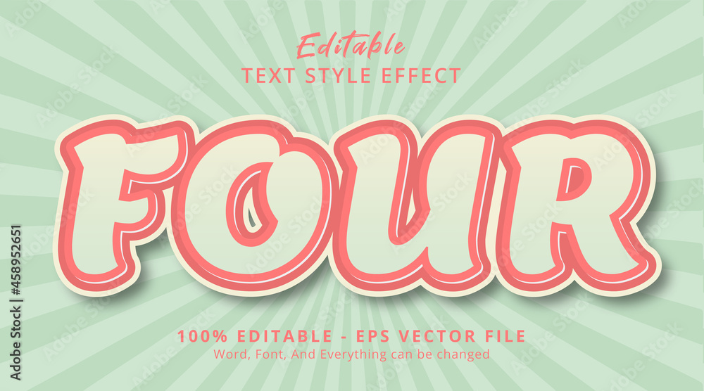 Four text on pastel color banner style, editable text effect