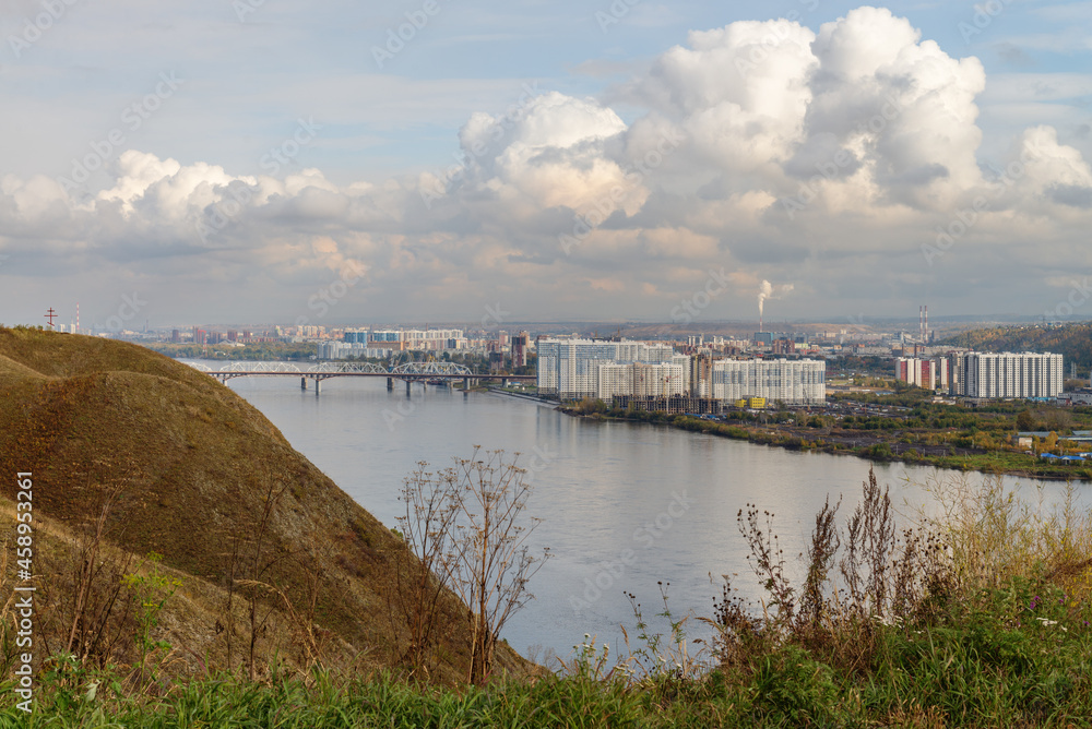 View of the city on the Yenisei
